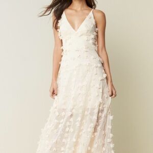 Dress The Population Appliqué Maxi Dress Gown in cream size S